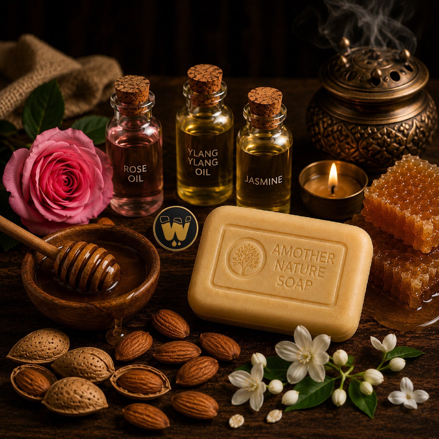 Honey & Almond Soap w/ Rose, Ylang Ylang, Jasmine