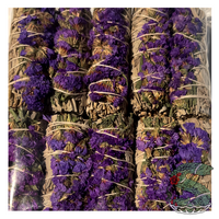 White Sage with Purple Sinuata Flowers Smudge Sticks (4")