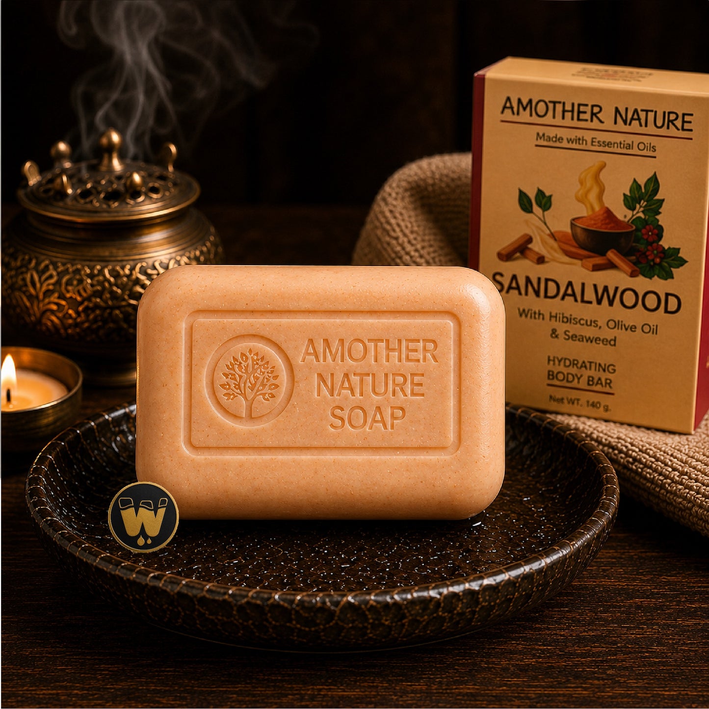 Sandalwood Soap w/ Hibiscus, Olive Oil, Seaweed